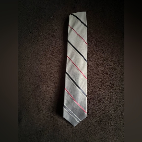 Christian Dior Vintage Striped Necktie Tie Classic Logo Front and Back Lining - Picture 11 of 12